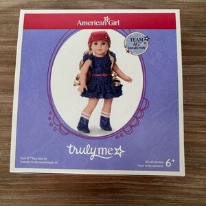 American Girl Truly Me Doll in Blue Dress and Red Cap